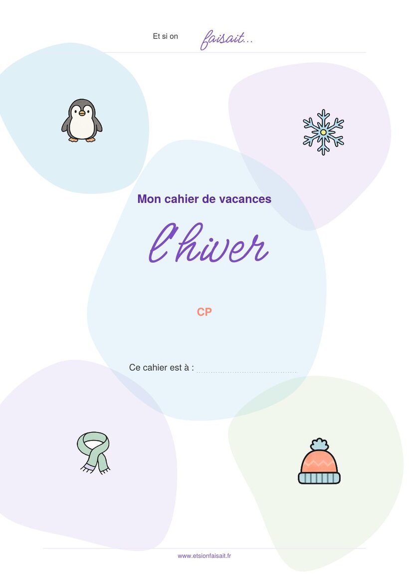 Couverture : cahier CP de l'hiver