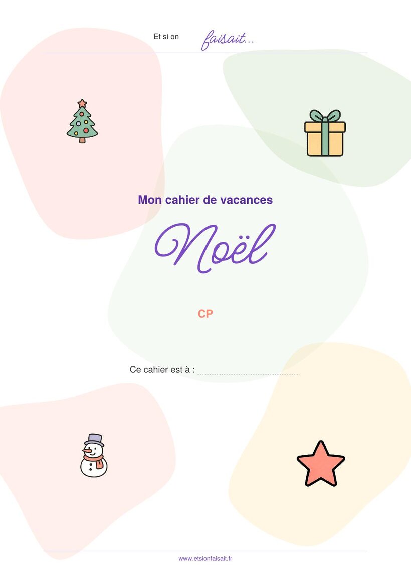 Couverture : cahier CP de Noël