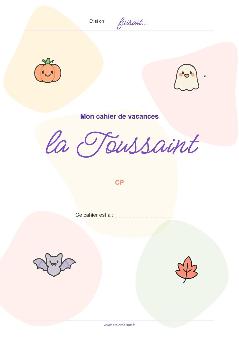 Couverture : cahier CP de la Toussaint