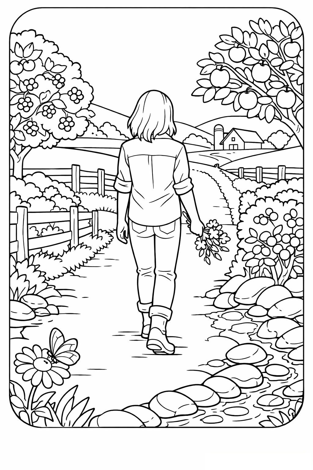 Coloriage La balade à la campagne à imprimer