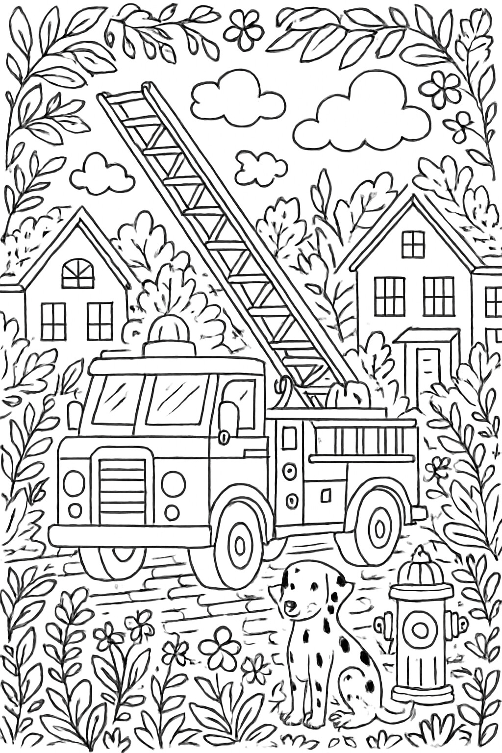 Coloriage Le camion de pompier à imprimer
