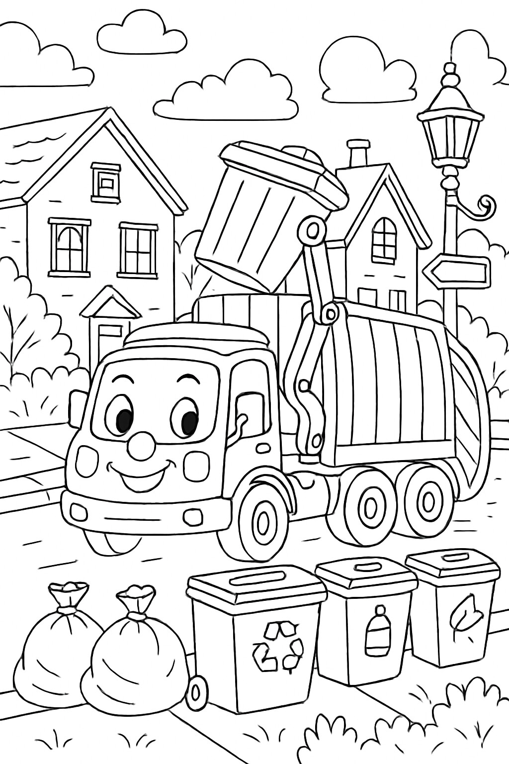 Coloriage Le camion poubelle à imprimer