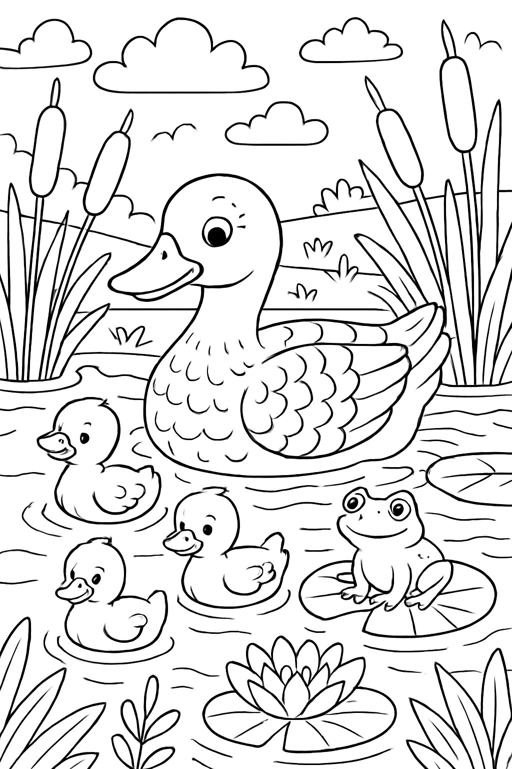 Coloriage Les canards à la mare à imprimer