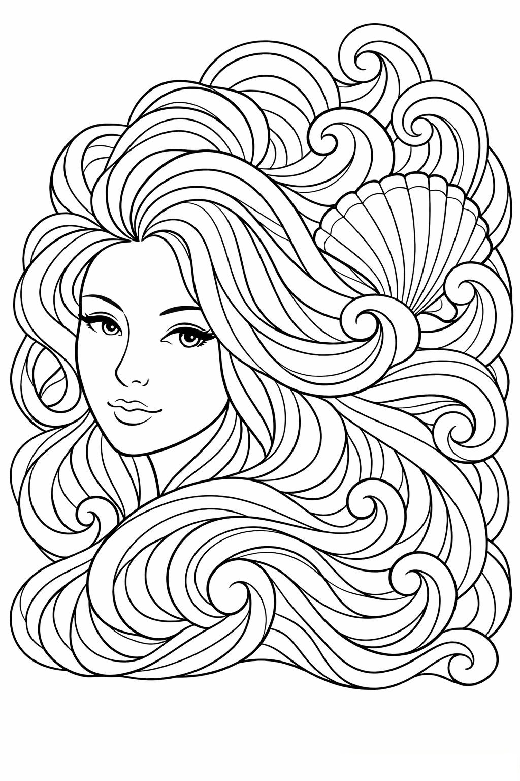 Coloriage La chevelure de sirène à imprimer