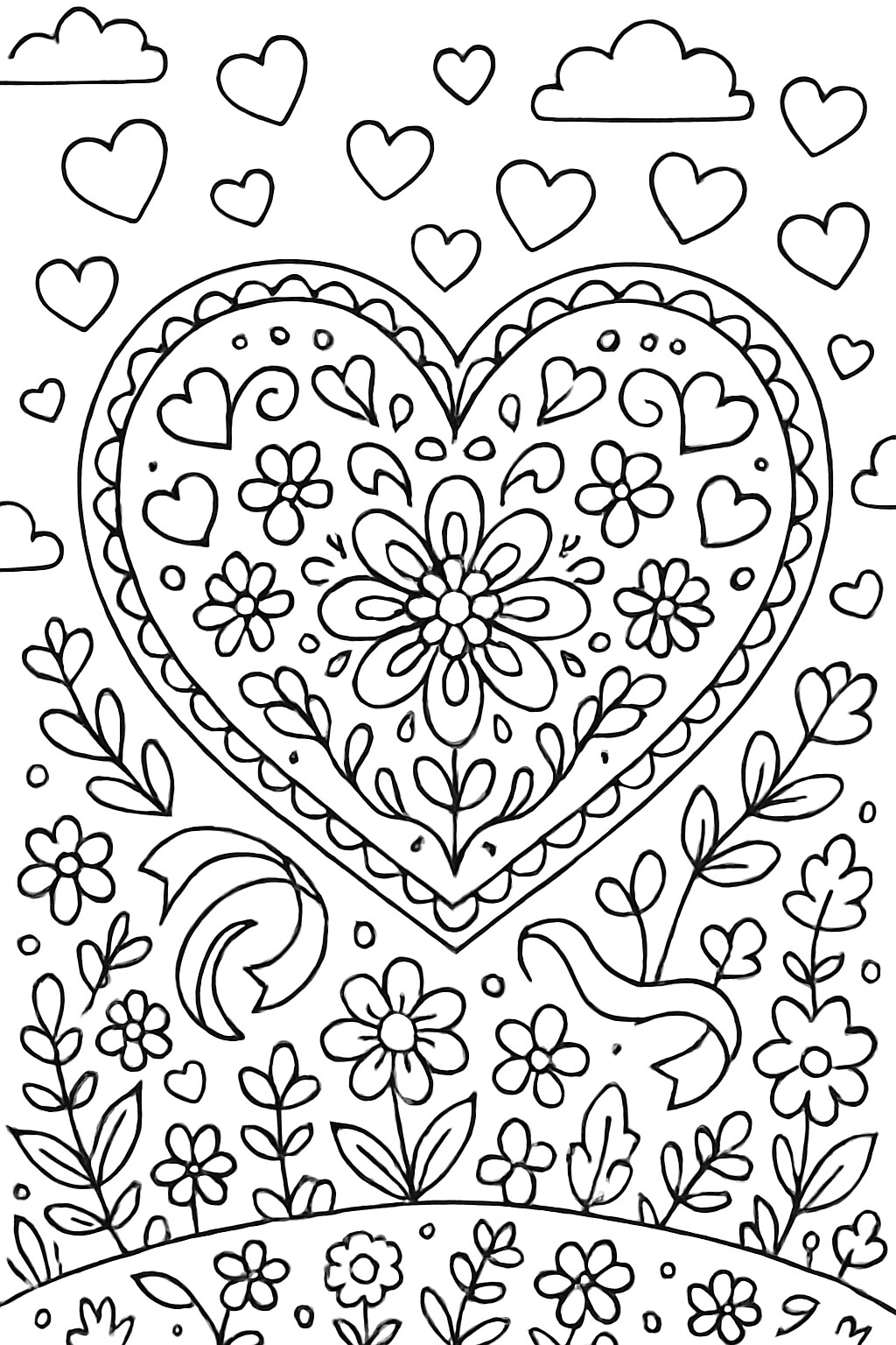 Coloriage Le cœur de Saint-Valentin à imprimer