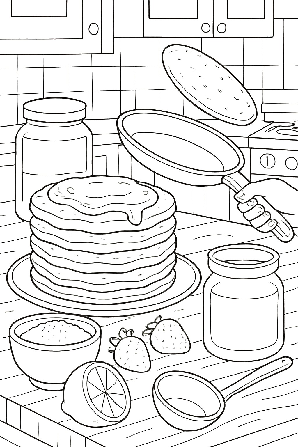 Coloriage Les crêpes de la Chandeleur à imprimer