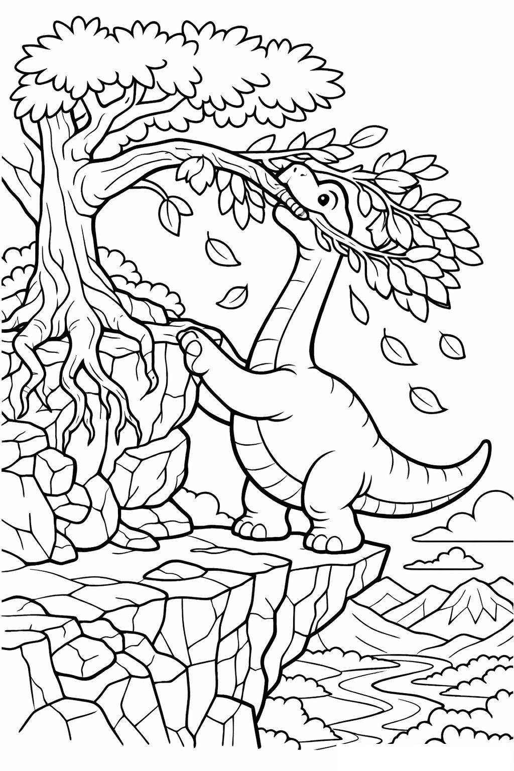 Coloriage Le dinosaure gourmand à imprimer
