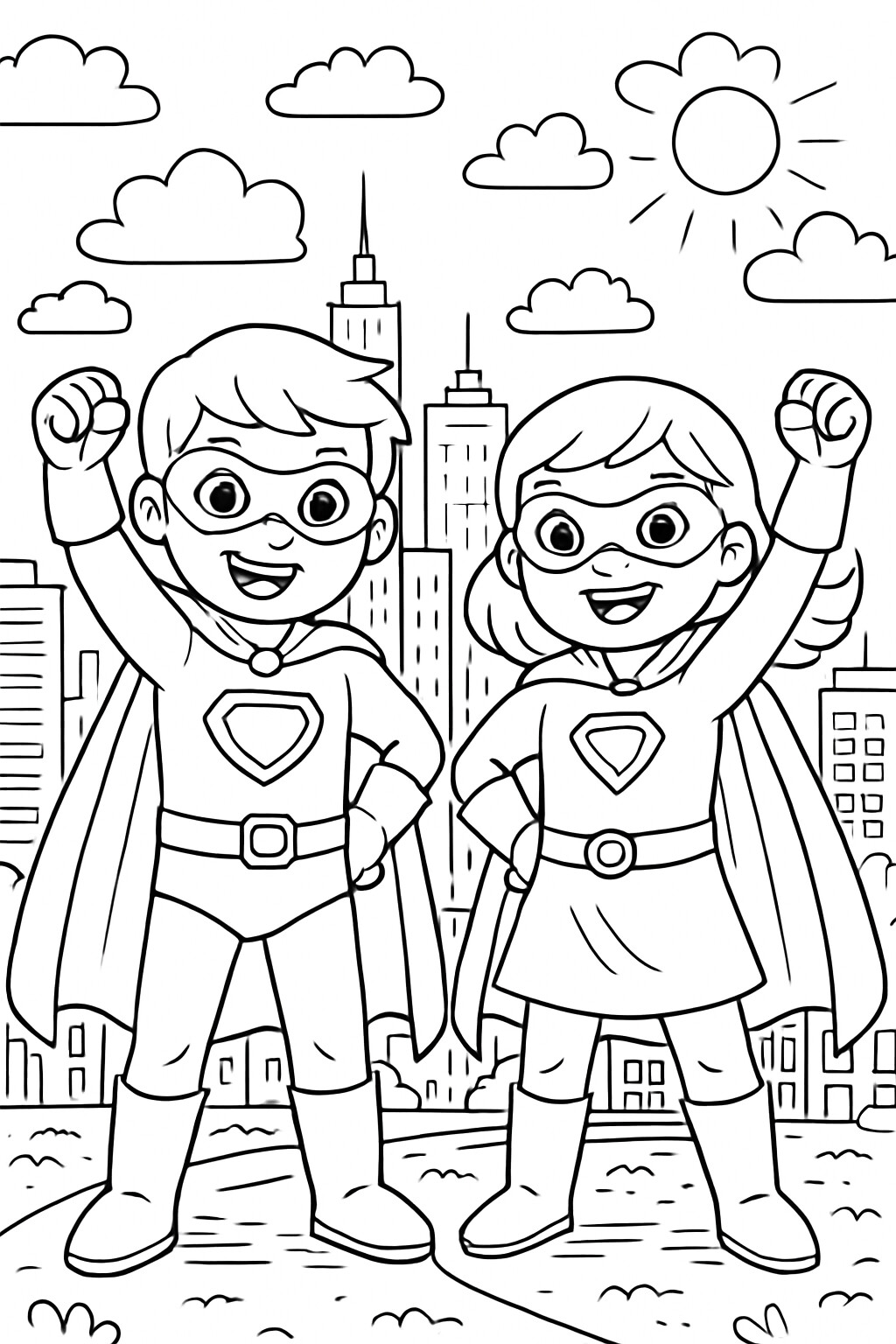 Coloriage Le duo de super-héros à imprimer