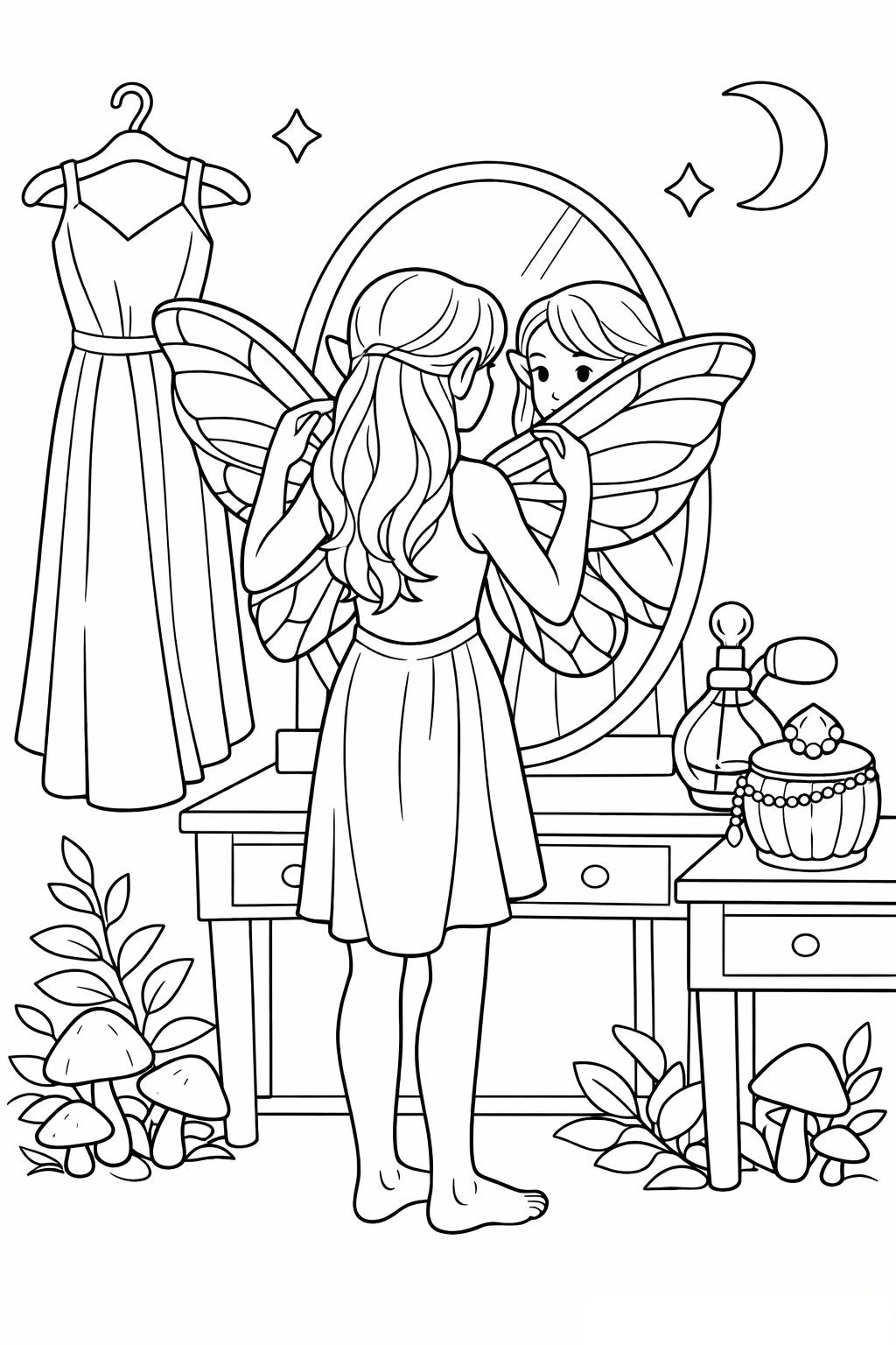 Coloriage La fée au miroir à imprimer