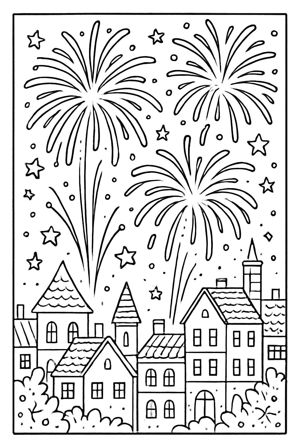 Coloriage Les feux d'artifice à imprimer