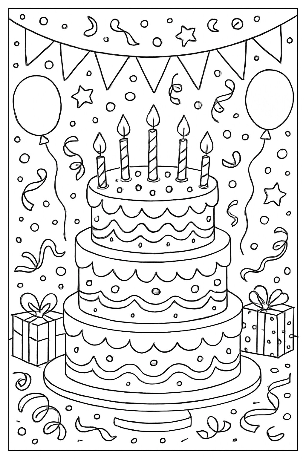 Coloriage Le gâteau d'anniversaire à imprimer