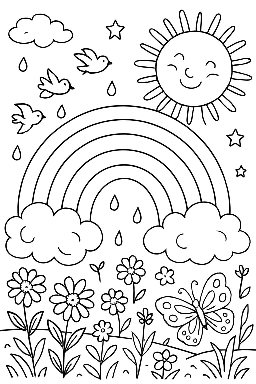 Coloriage à imprimer : L'arc-en-ciel
