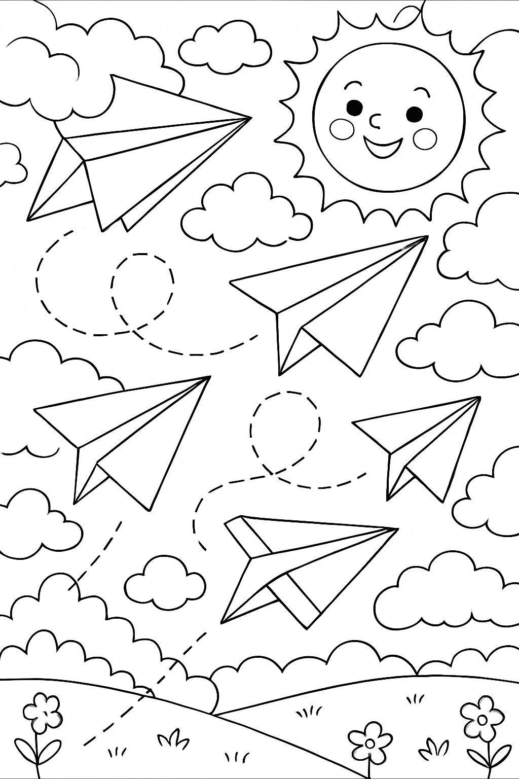 Coloriage L'avion en papier à imprimer