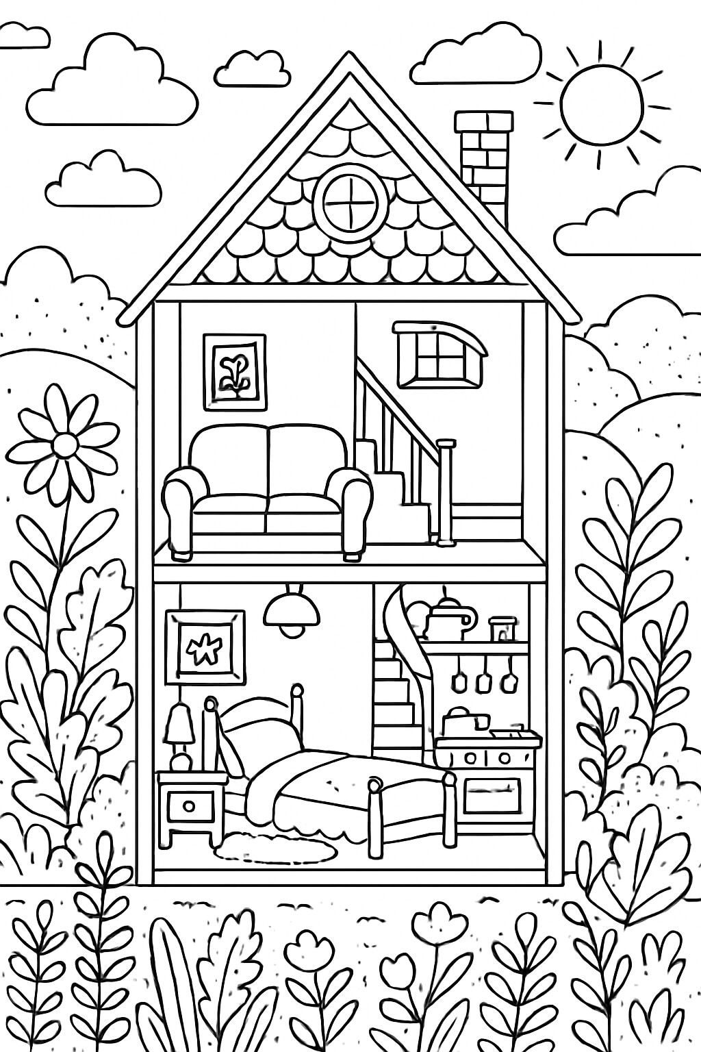 Coloriage La maison de poupée à imprimer