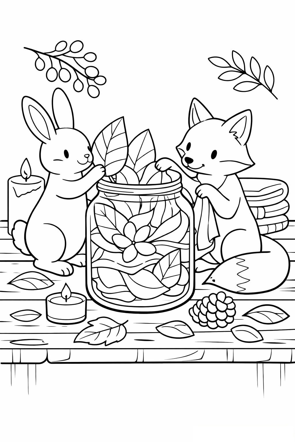 Coloriage Le lapin et le renard à imprimer