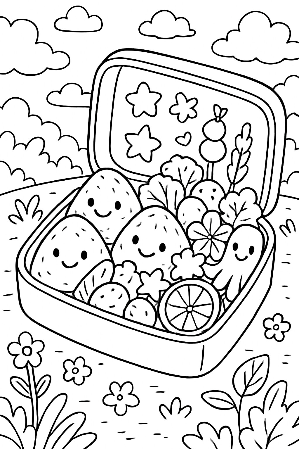 Coloriage à imprimer : Le bento rigolo