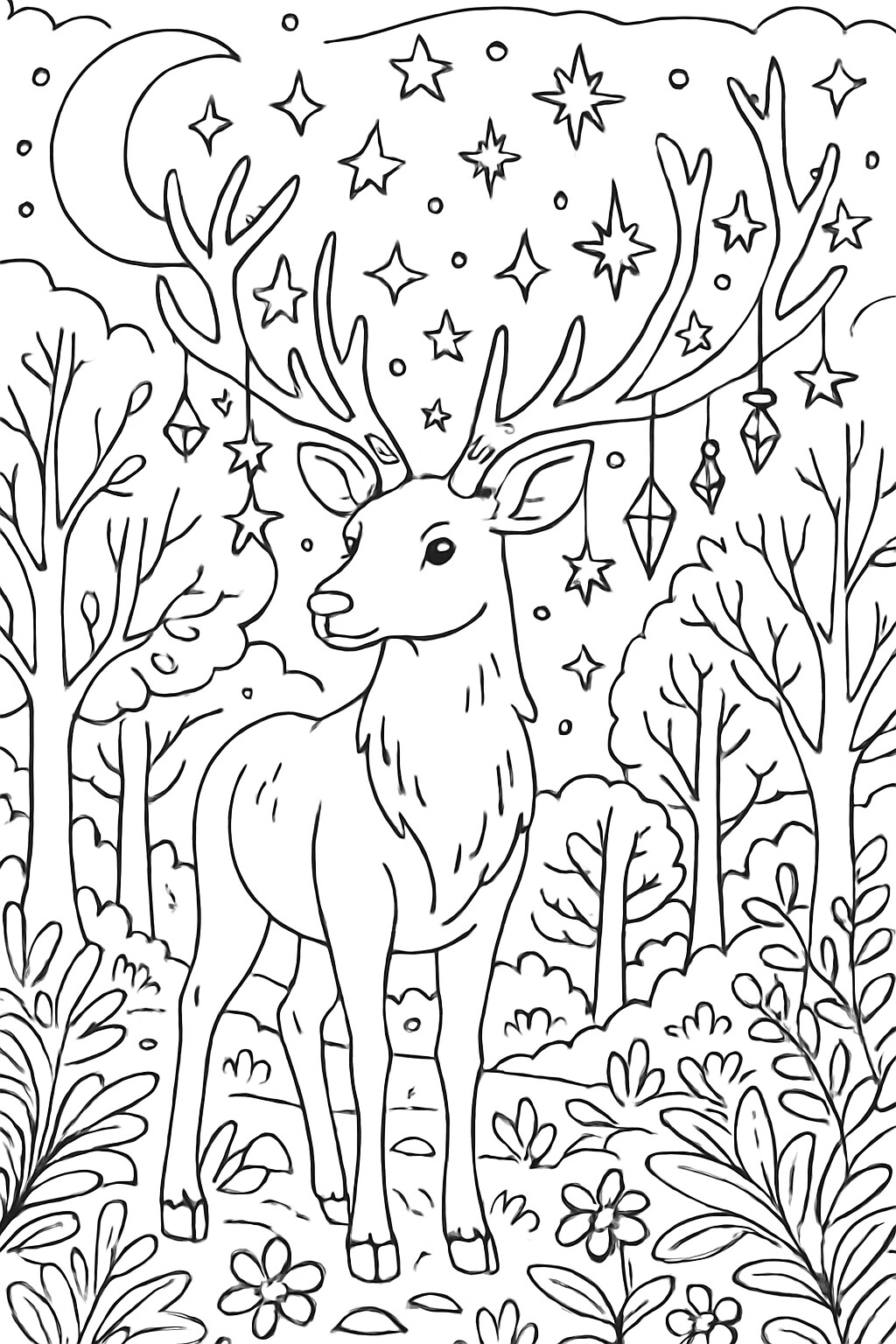 Coloriage Le cerf céleste à imprimer