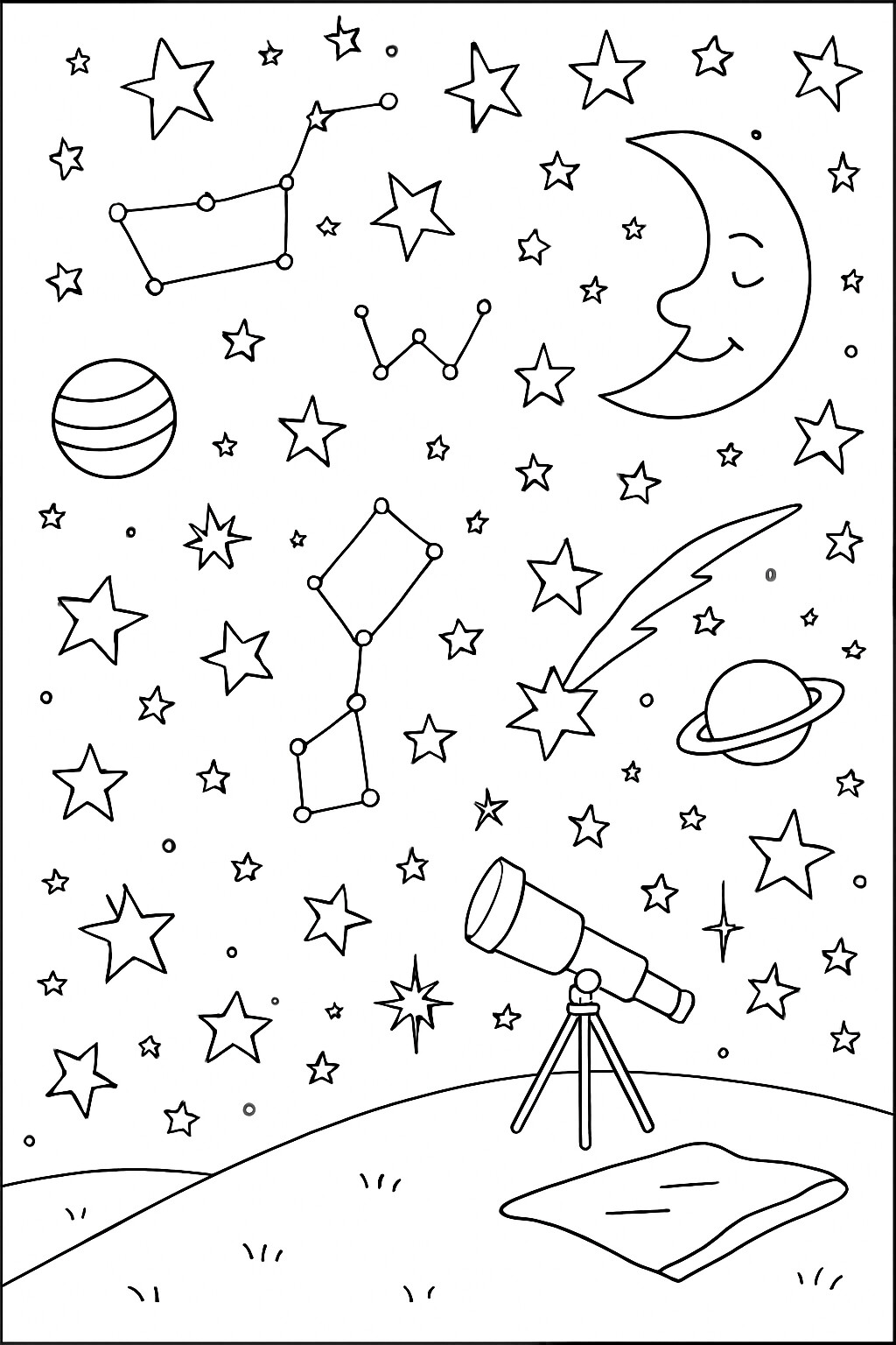 Coloriage à imprimer : Le ciel étoilé