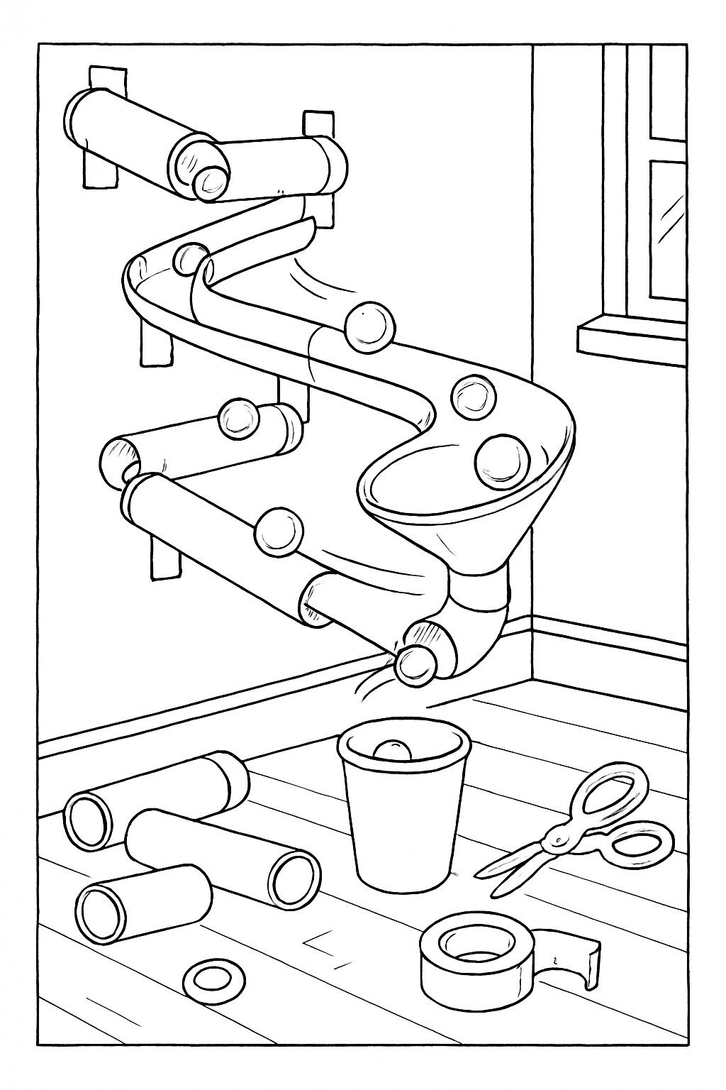 Coloriage à imprimer : Le circuit de billes
