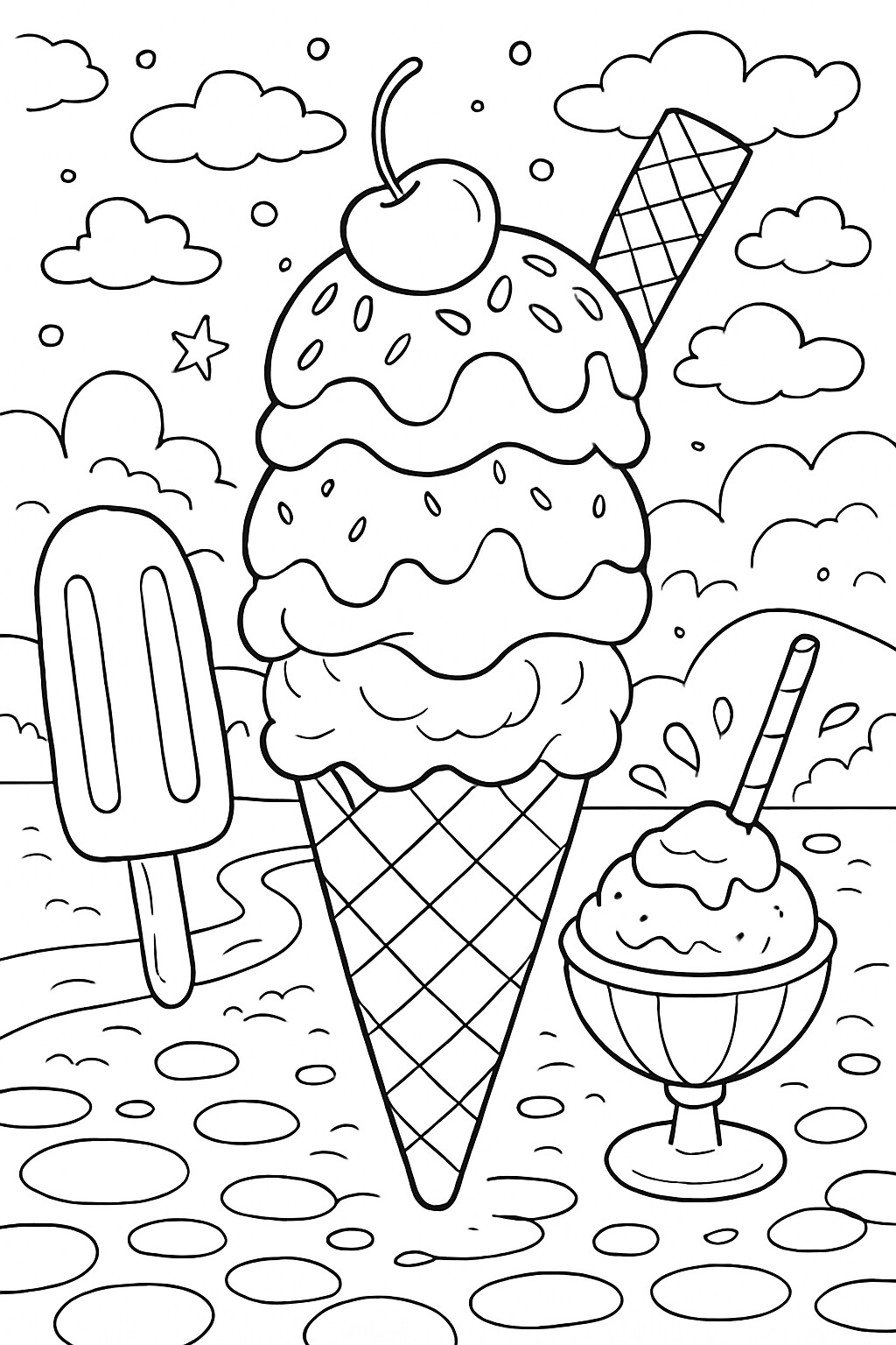 Coloriage Le cornet de glace à imprimer