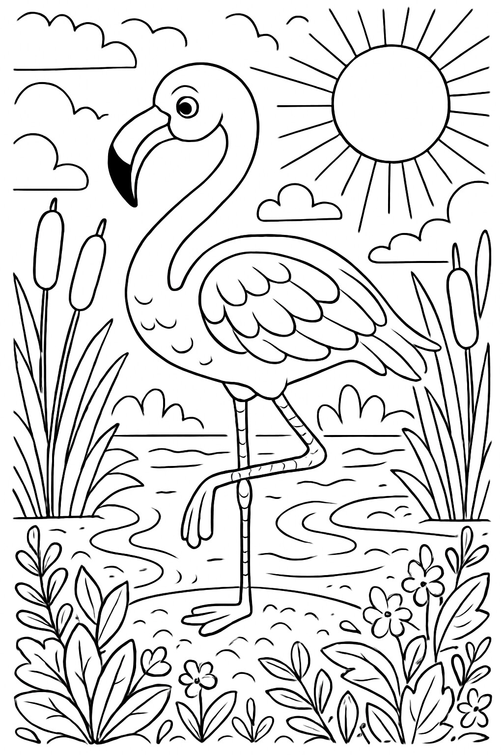 Coloriage Le flamant rose à imprimer