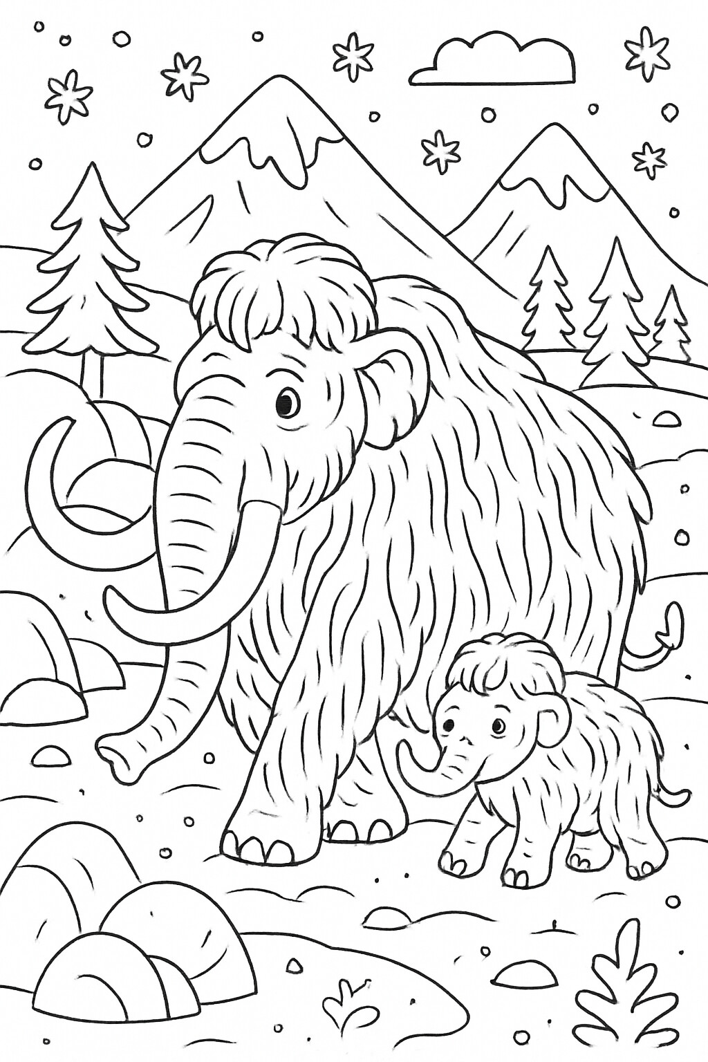 Coloriage à imprimer : Le mammouth