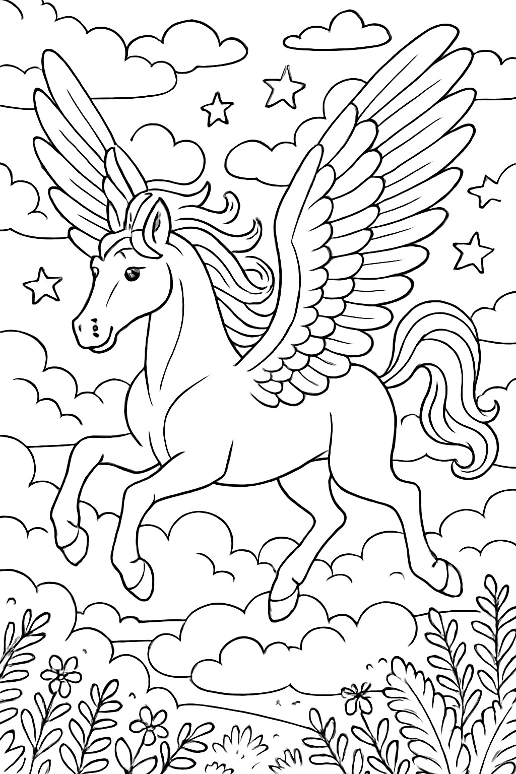 Coloriage Le pégase à imprimer