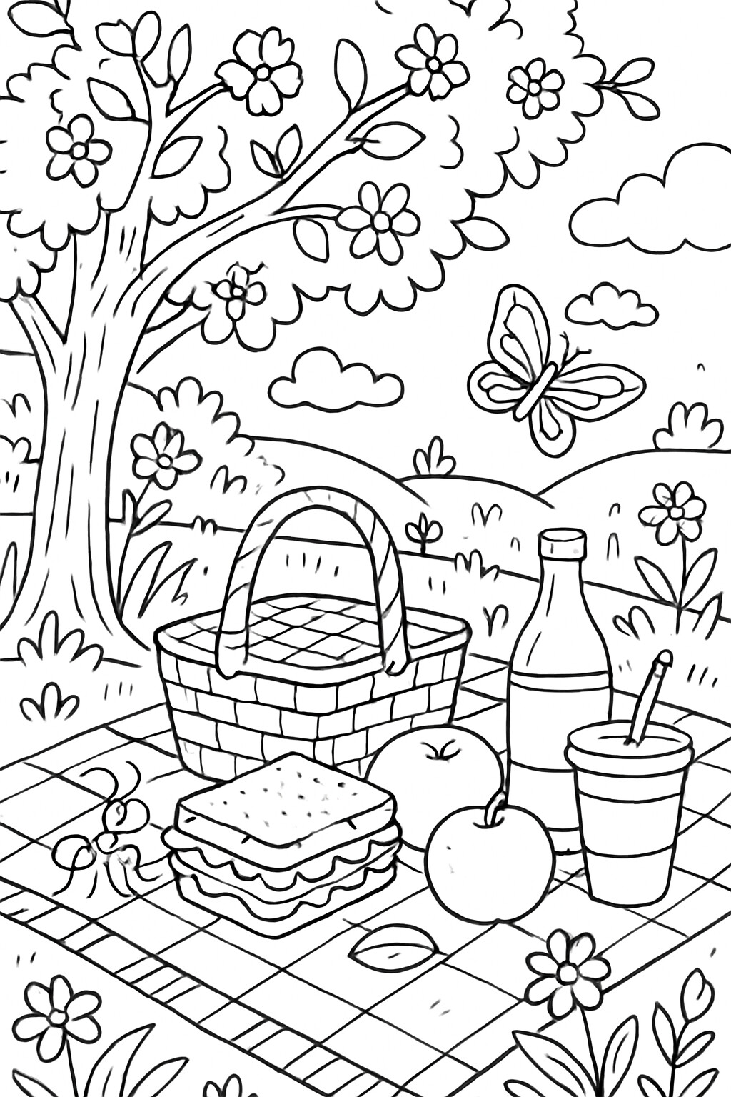 Coloriage à imprimer : Le pique-nique