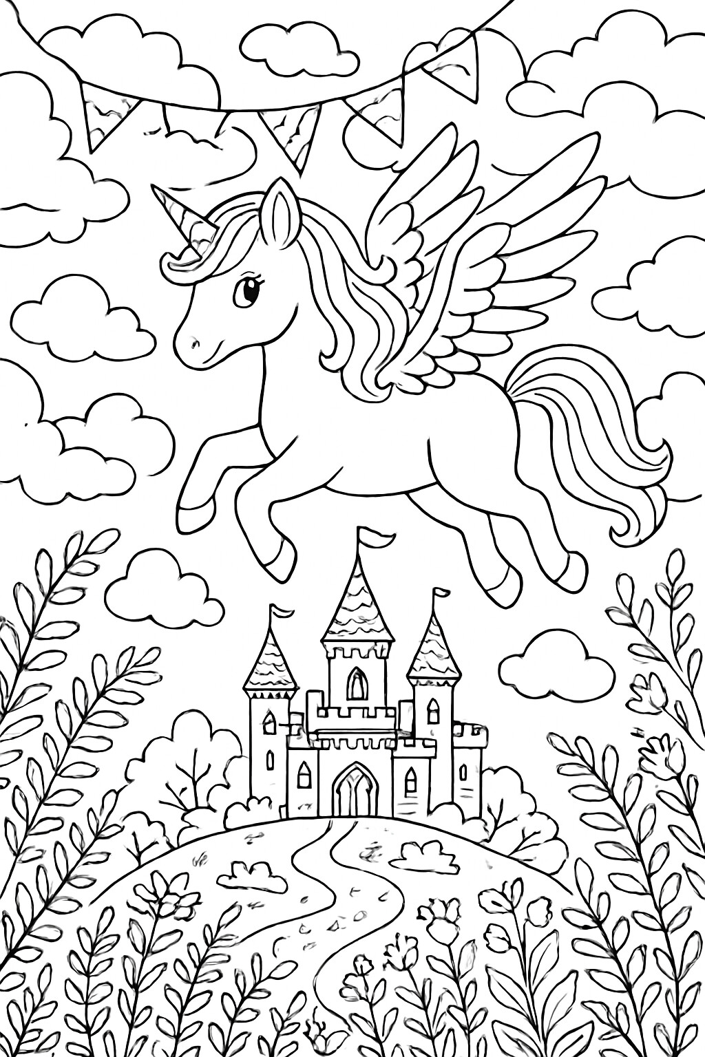 Coloriage La licorne ailée à imprimer