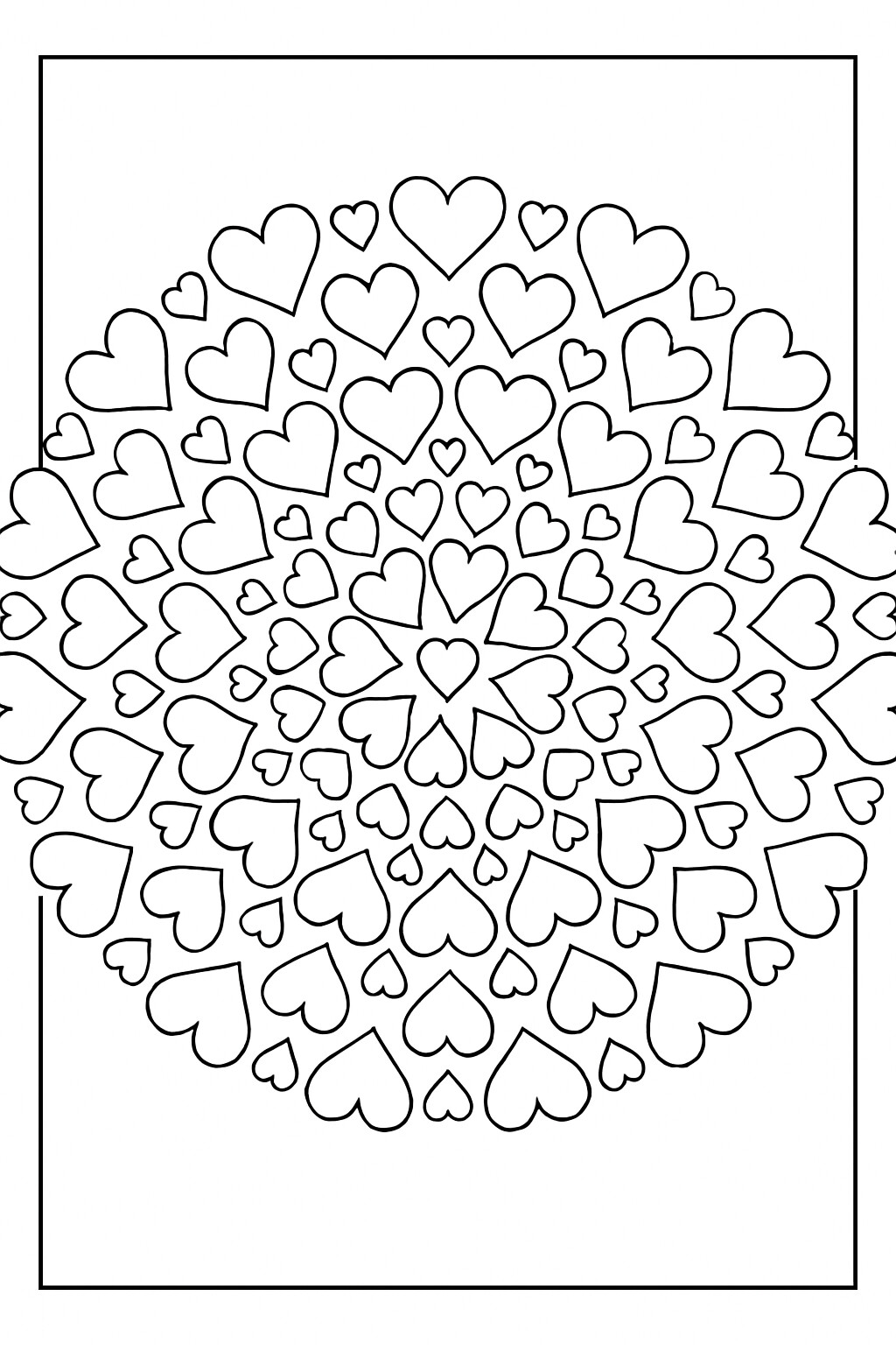Coloriage Le mandala des cœurs à imprimer