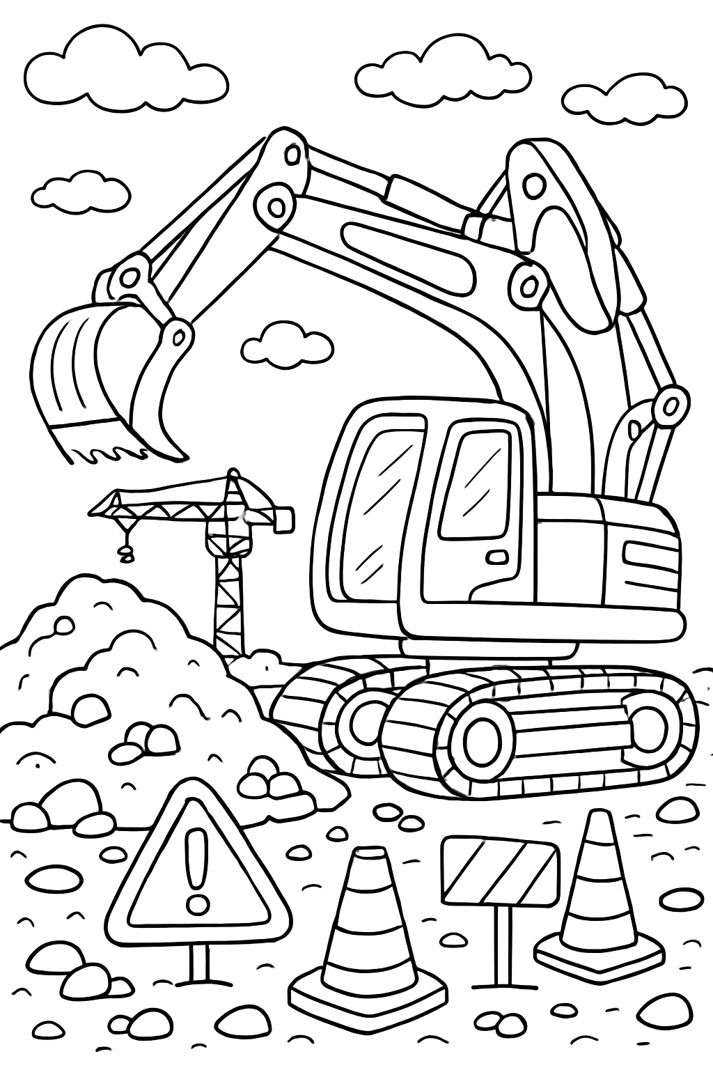 Coloriage La pelleteuse de chantier à imprimer