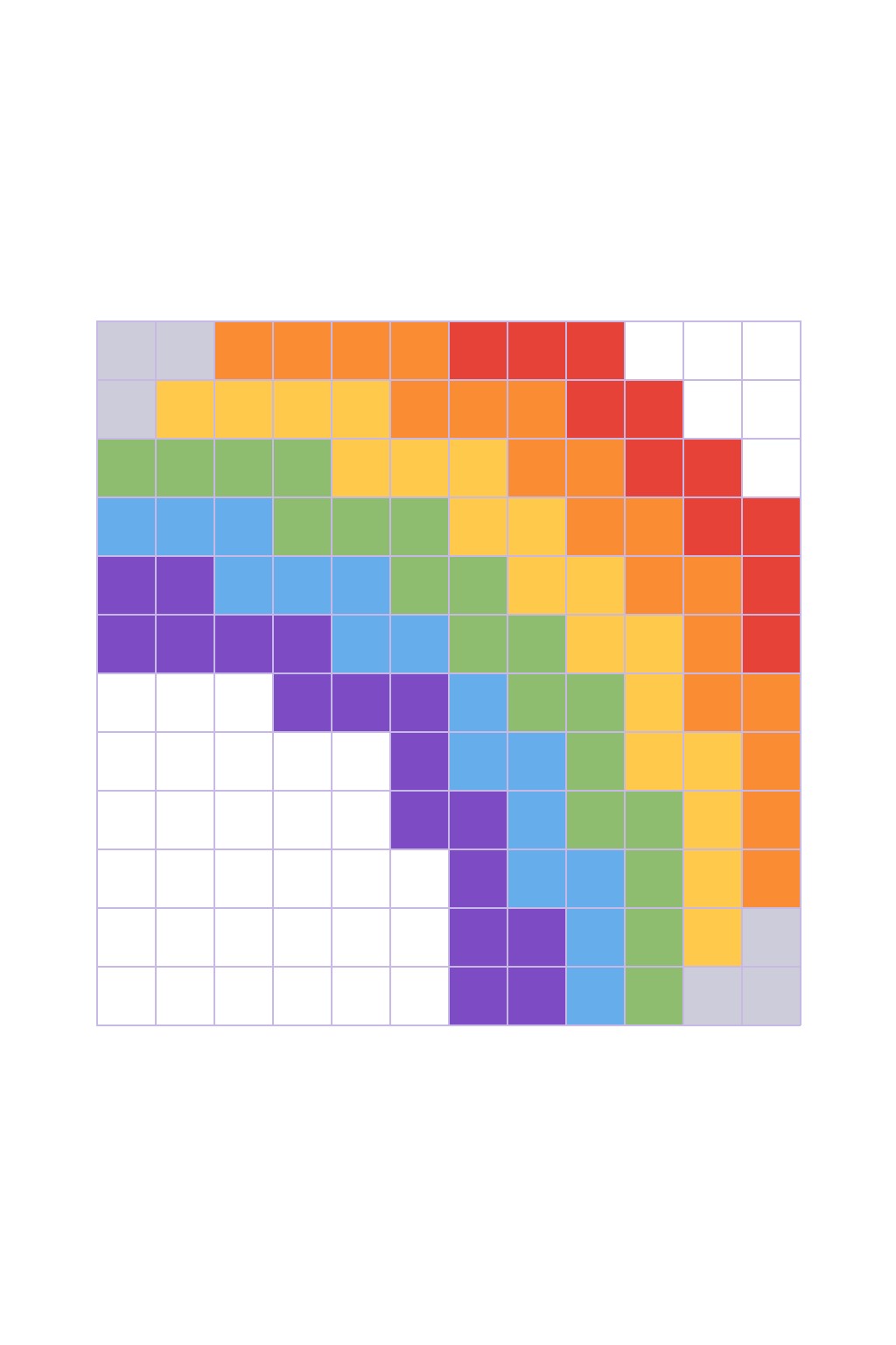 Coloriage L'arc-en-ciel en pixel art à imprimer