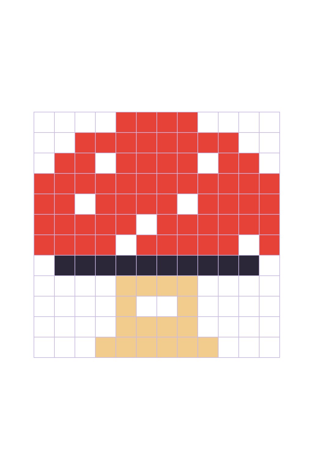Coloriage Le champignon en pixel art à imprimer