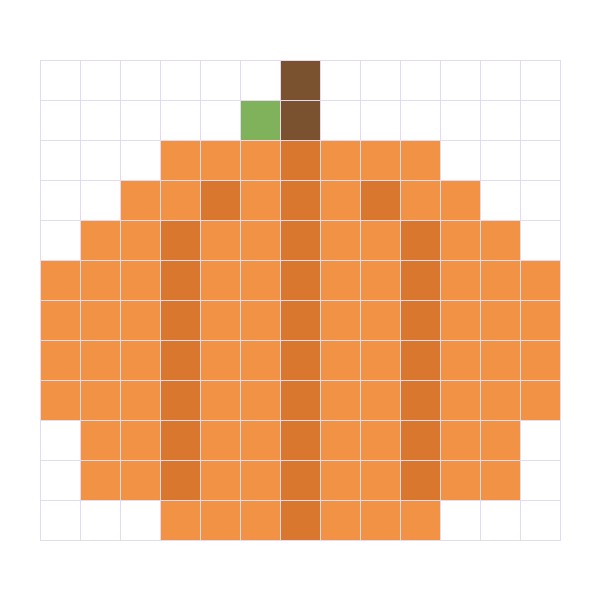 Coloriage La citrouille en pixel art à imprimer