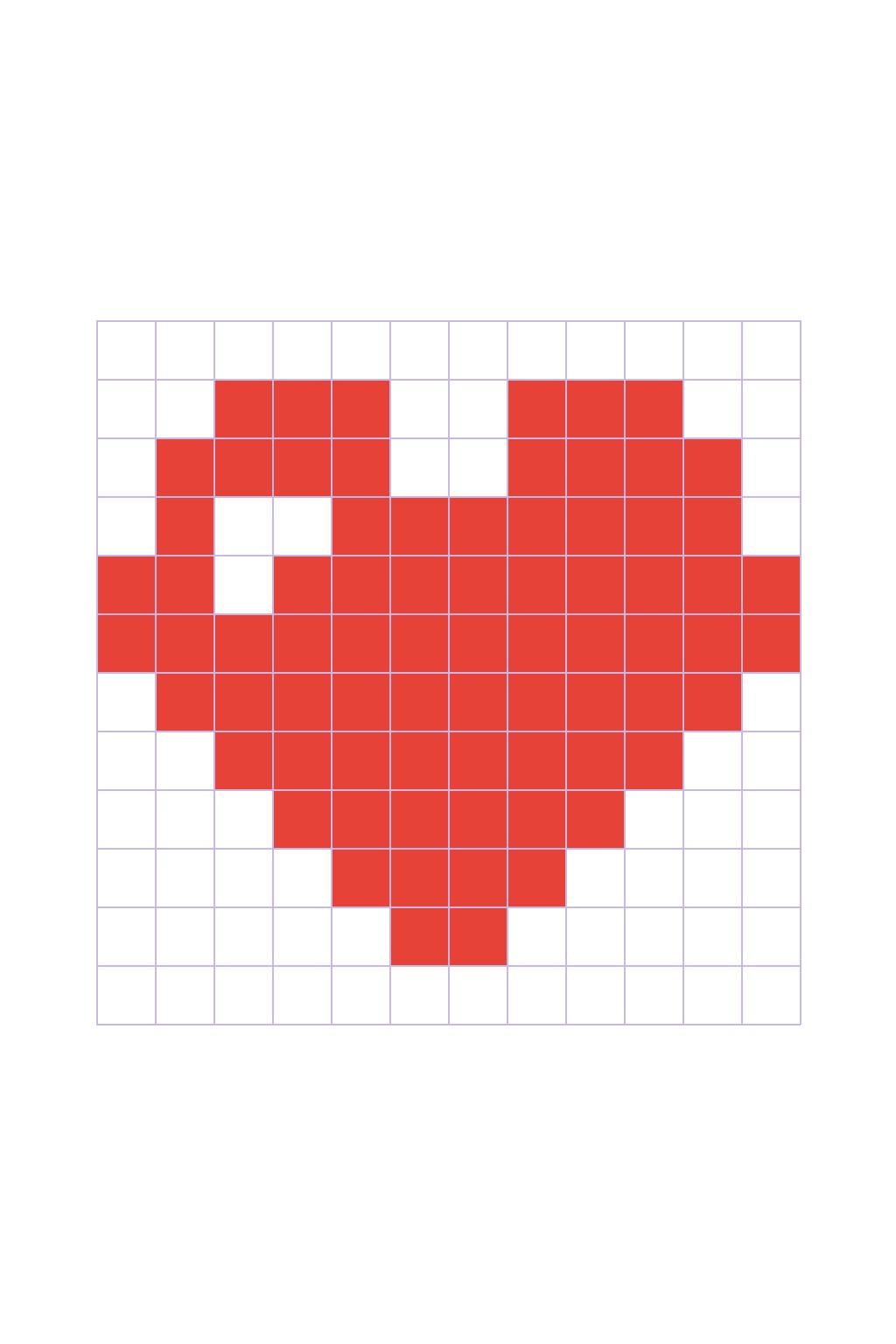 Coloriage Le cœur en pixel art à imprimer