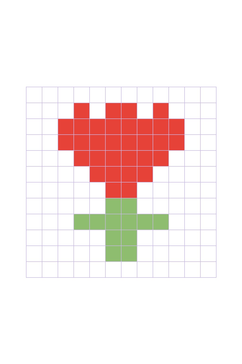 Coloriage La fleur en pixel art à imprimer