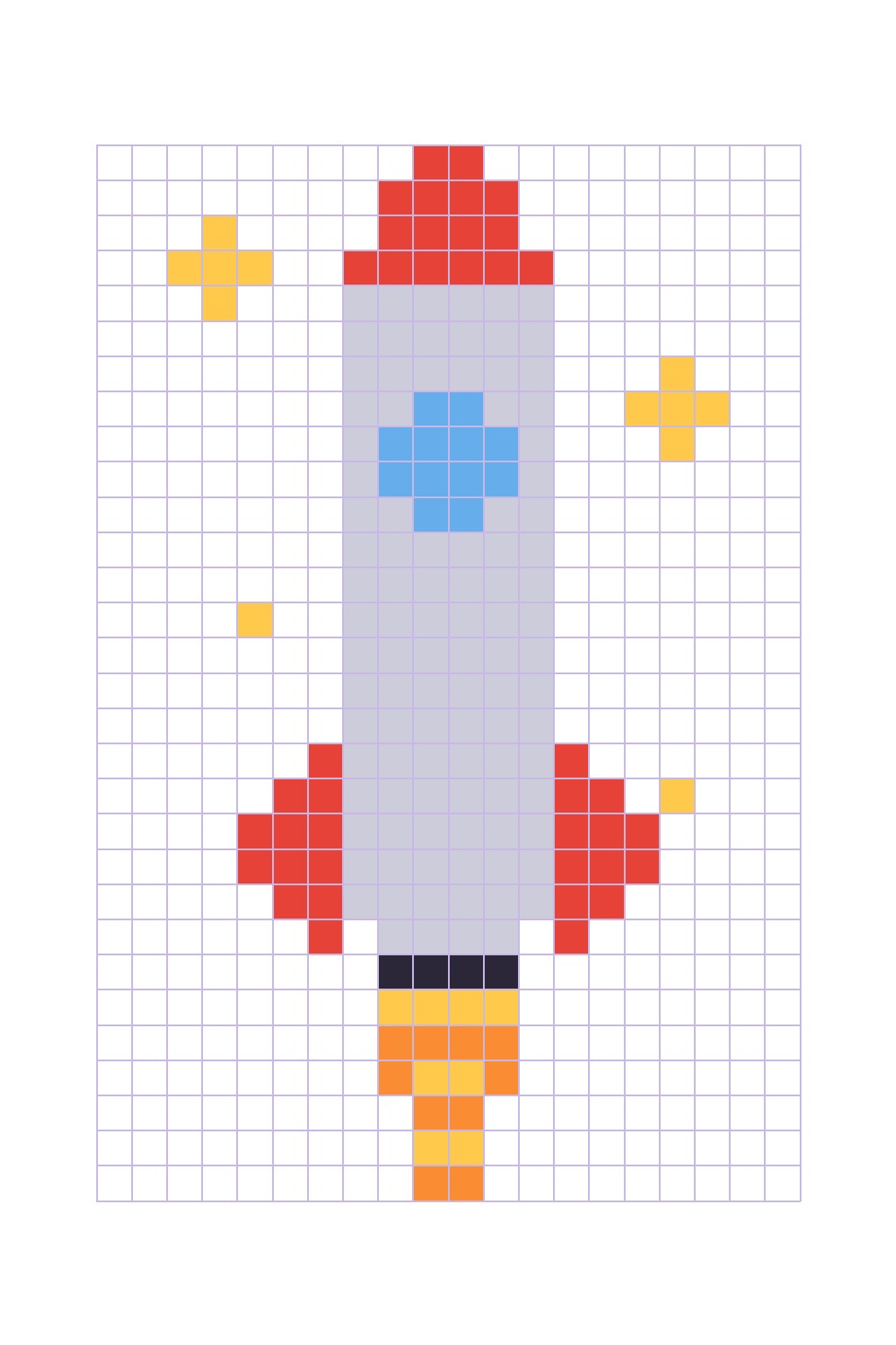 Coloriage La fusée en pixel art (avancé) à imprimer