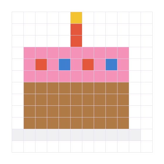 Coloriage Le gâteau en pixel art à imprimer