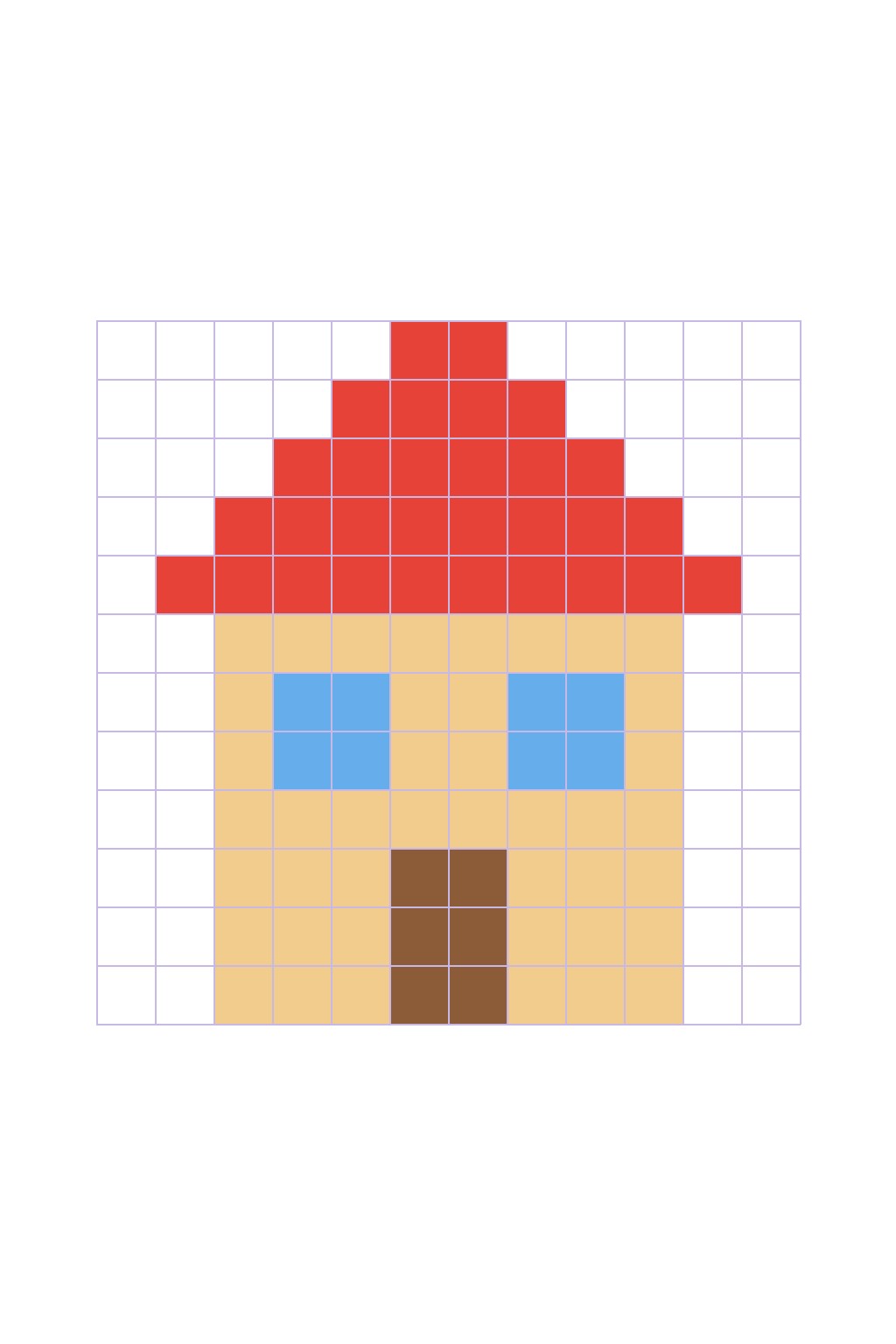 Coloriage La maison en pixel art à imprimer