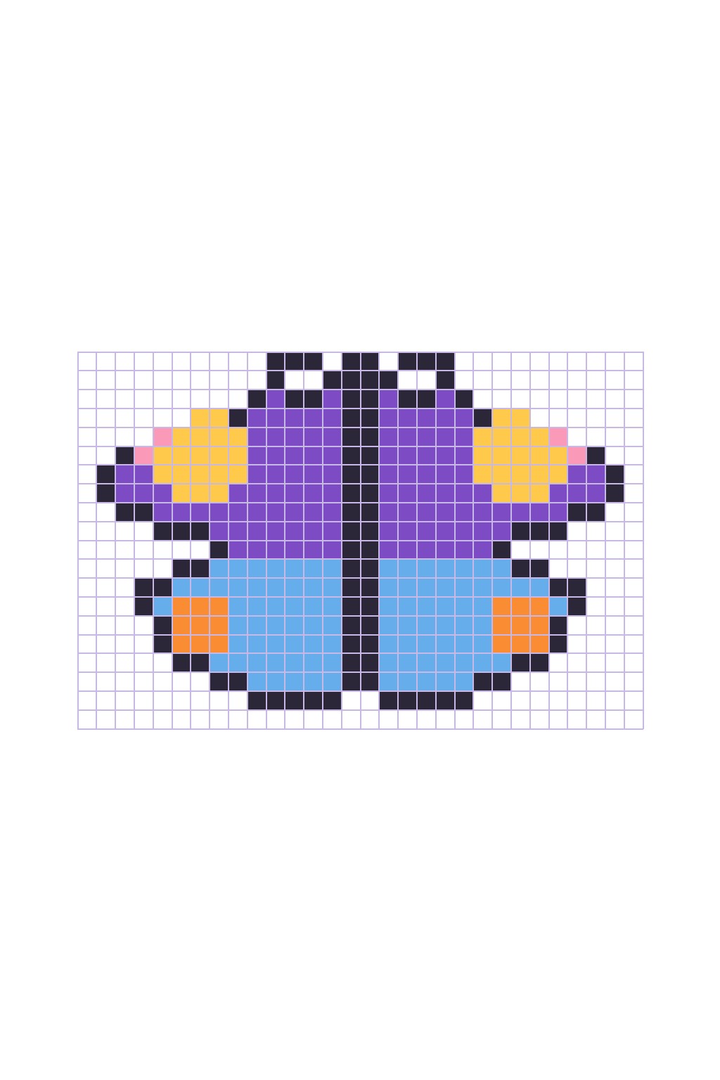 Coloriage Le papillon en pixel art (avancé) à imprimer