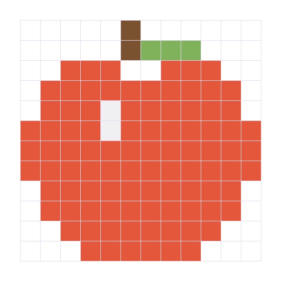 Coloriage La pomme en pixel art à imprimer