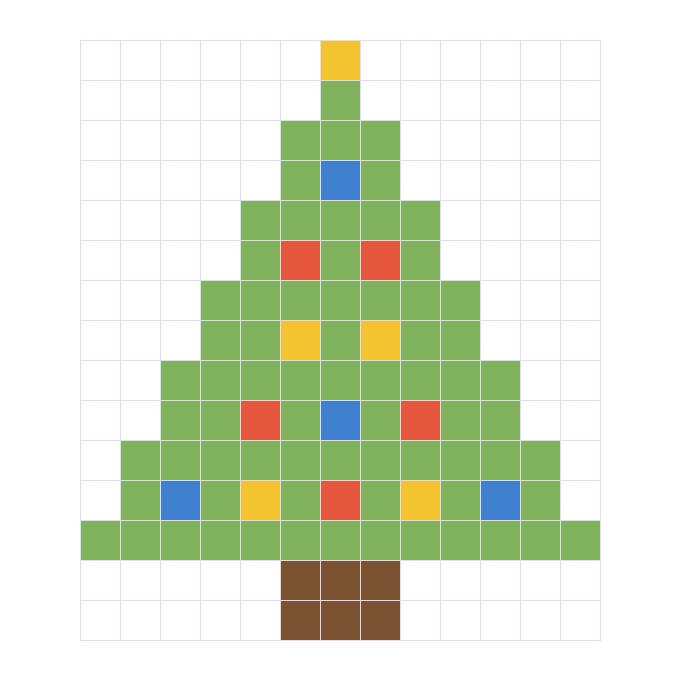 Coloriage Le sapin en pixel art à imprimer