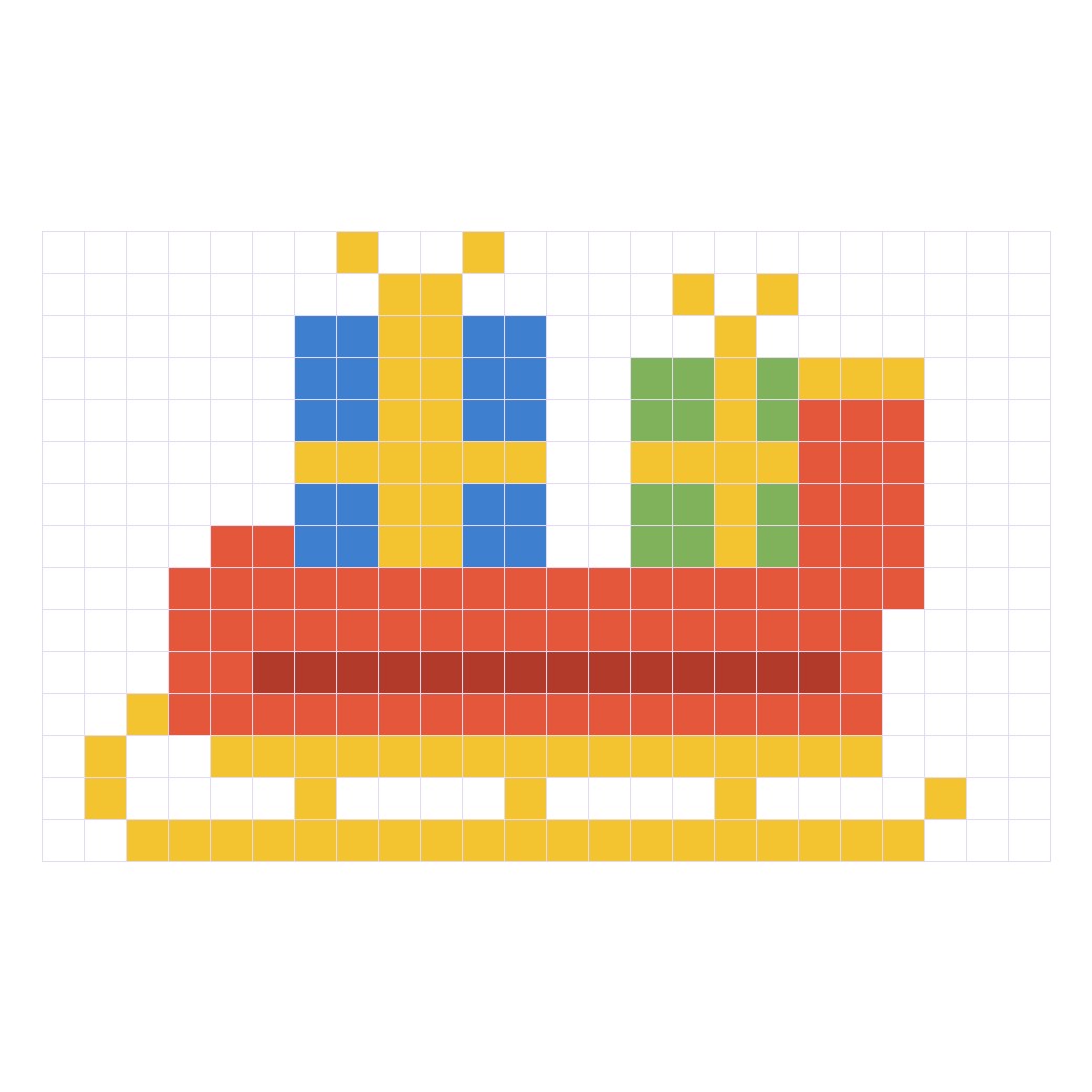Coloriage Le traîneau du Père Noël en pixel art (avancé) à imprimer
