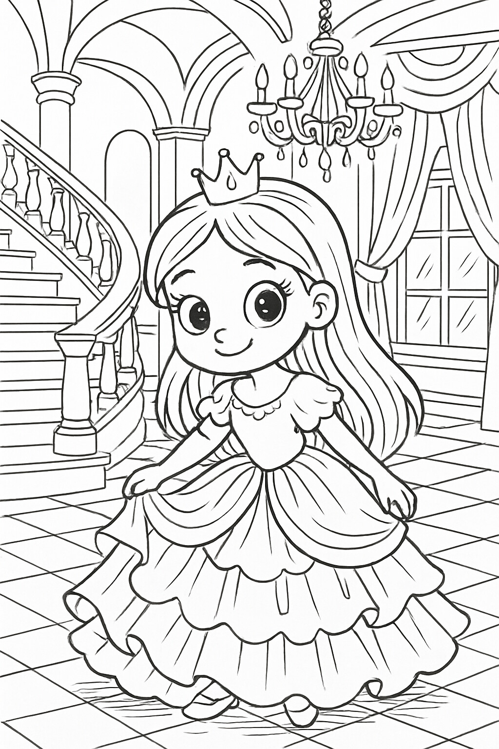 Coloriage La princesse au bal à imprimer