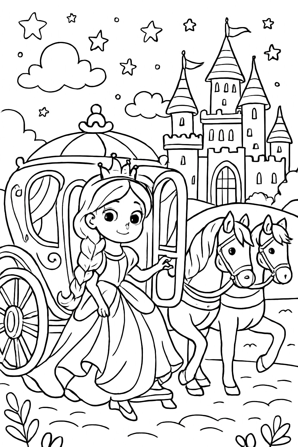Coloriage La princesse et son carrosse à imprimer