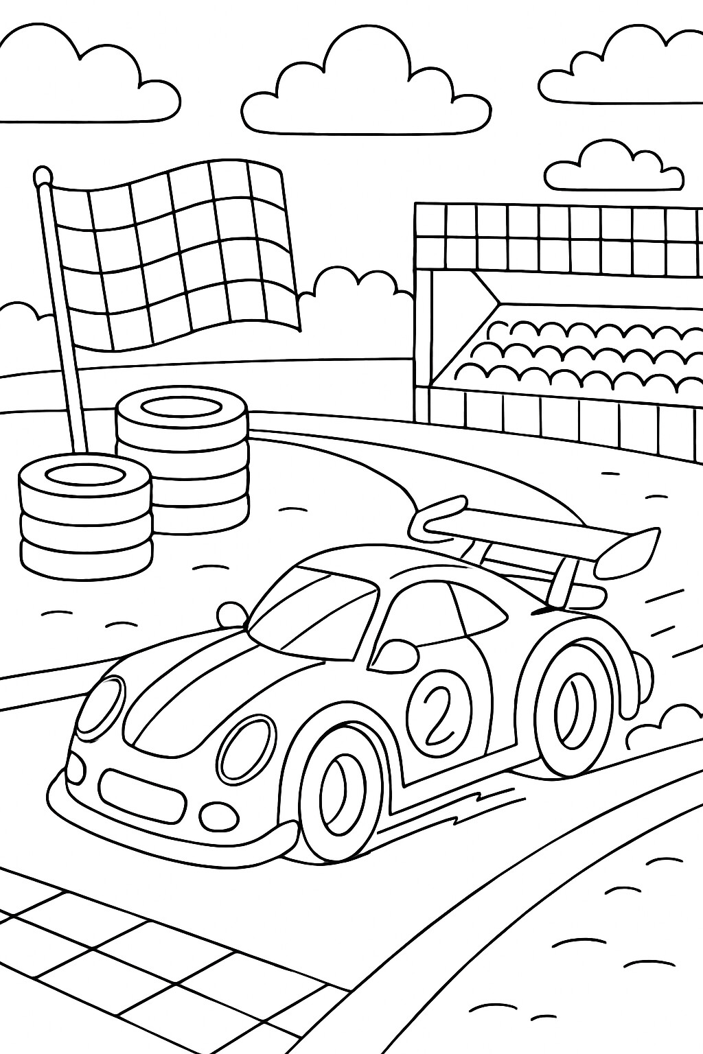 Coloriage La voiture de course à imprimer